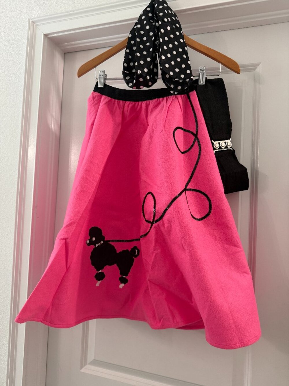 3 Big Notes Poodle Skirt, Belt, & Hair Scarf Small Costume 1950's 50s